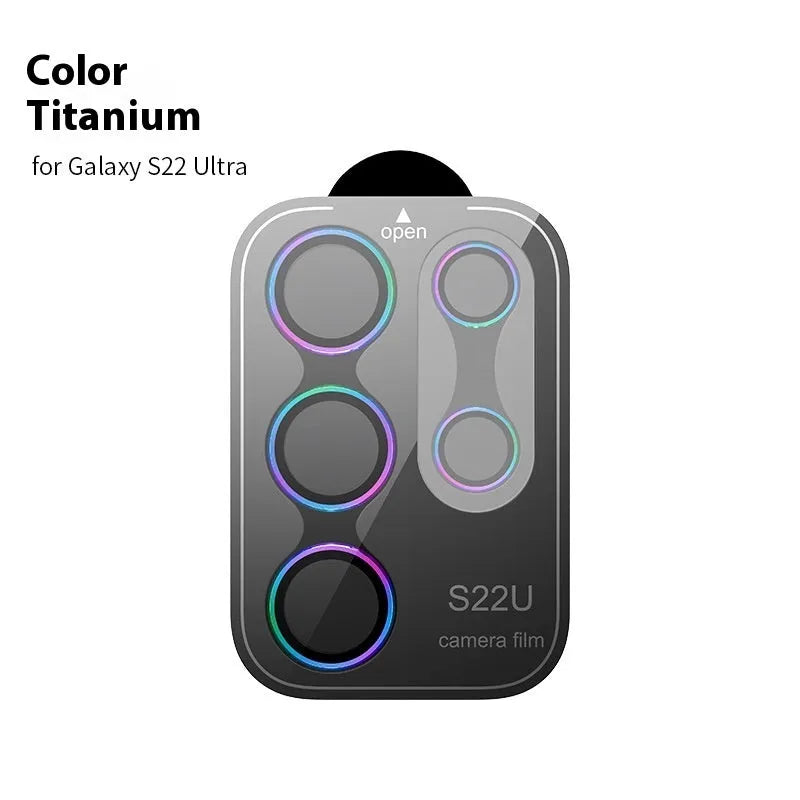 Samsung Eagle Eye single aluminum alloy glass lens protector for S22U S23 S23Ultra in black with tempered glass