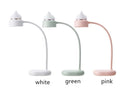 White LED clip desk lamp with touch control and USB charging cable