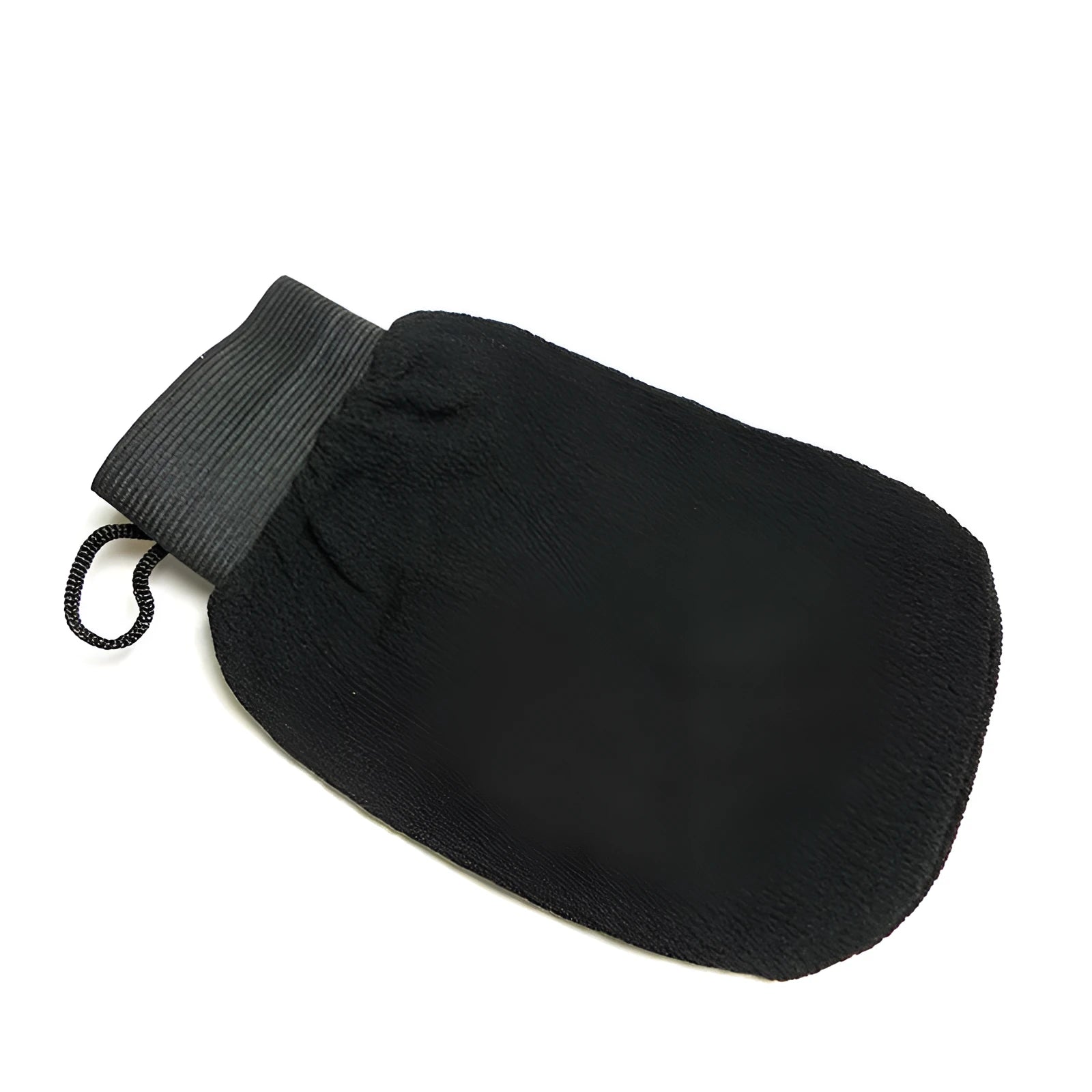 Single exfoliating mitt glove made from loofah material for self-tanning preparation and shower use