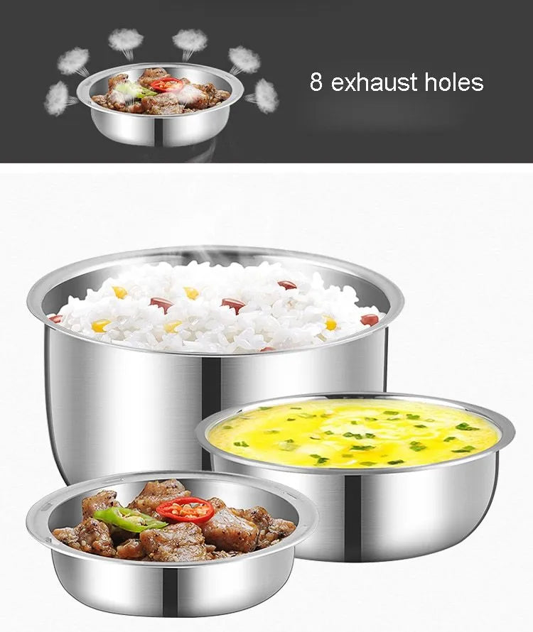 Multi-function electric lunch box 200W USB power, two-layer 1L or three-layer 2L, 190mm square unit.