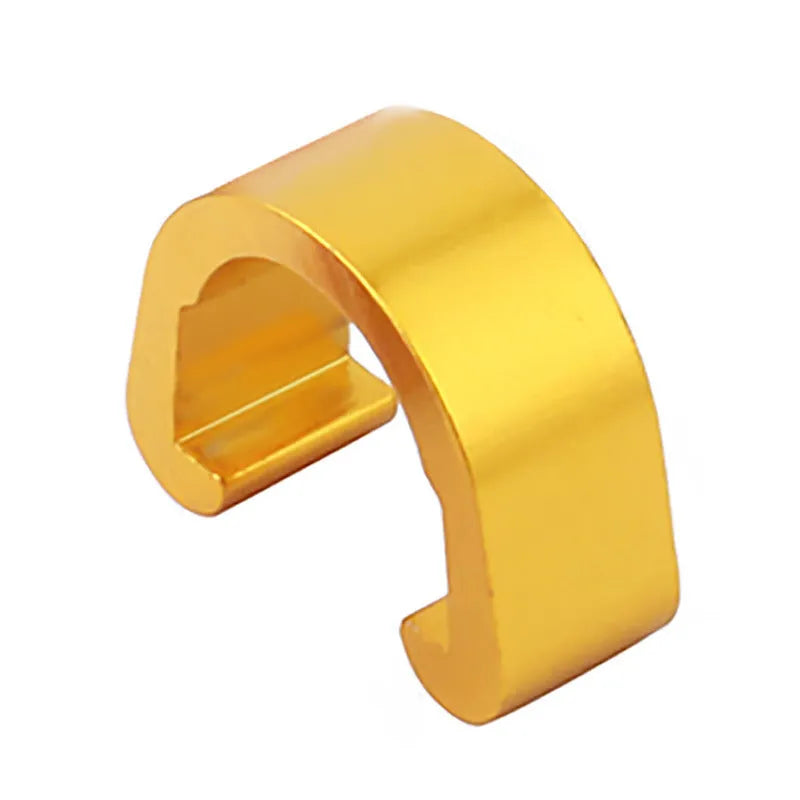 Aluminium alloy C-shaped buckle in multiple colours, shown with a keyring for scale.