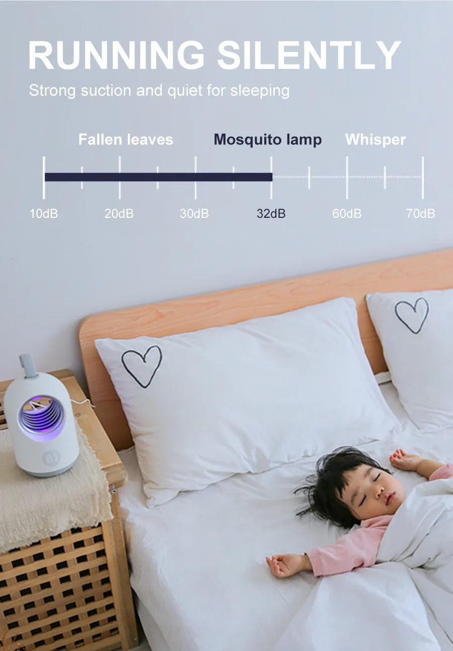 White and blue indoor mosquito killer lamp with UV light and silicone handle