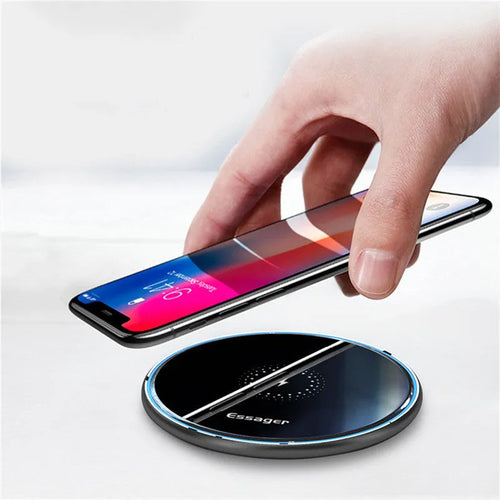 Black or white 15W fast wireless Qi charger with LED light indicator and anti-slip surface