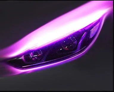 Car LED daytime running light strip with flowing turn signals in silicone waterproof construction