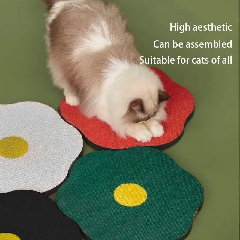 Medium wall-mounted cat scratching board with corrugated surface in one of four colours