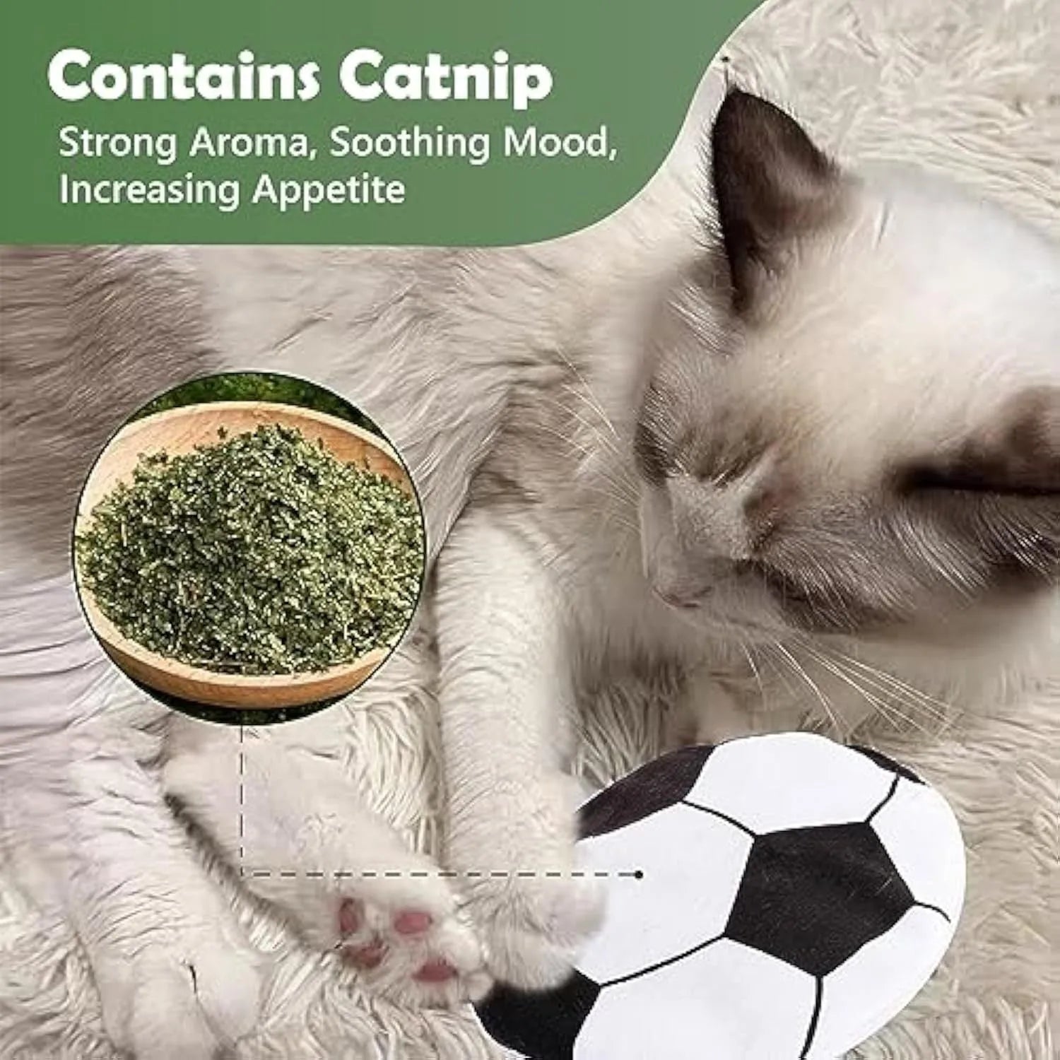 Plush flying disc cat toy with sports ball pattern containing catnip and crinkle elements