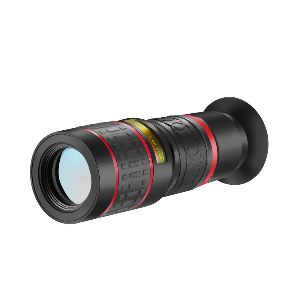 20x magnification mobile phone telescope with universal mounting clip and single eyepiece mask