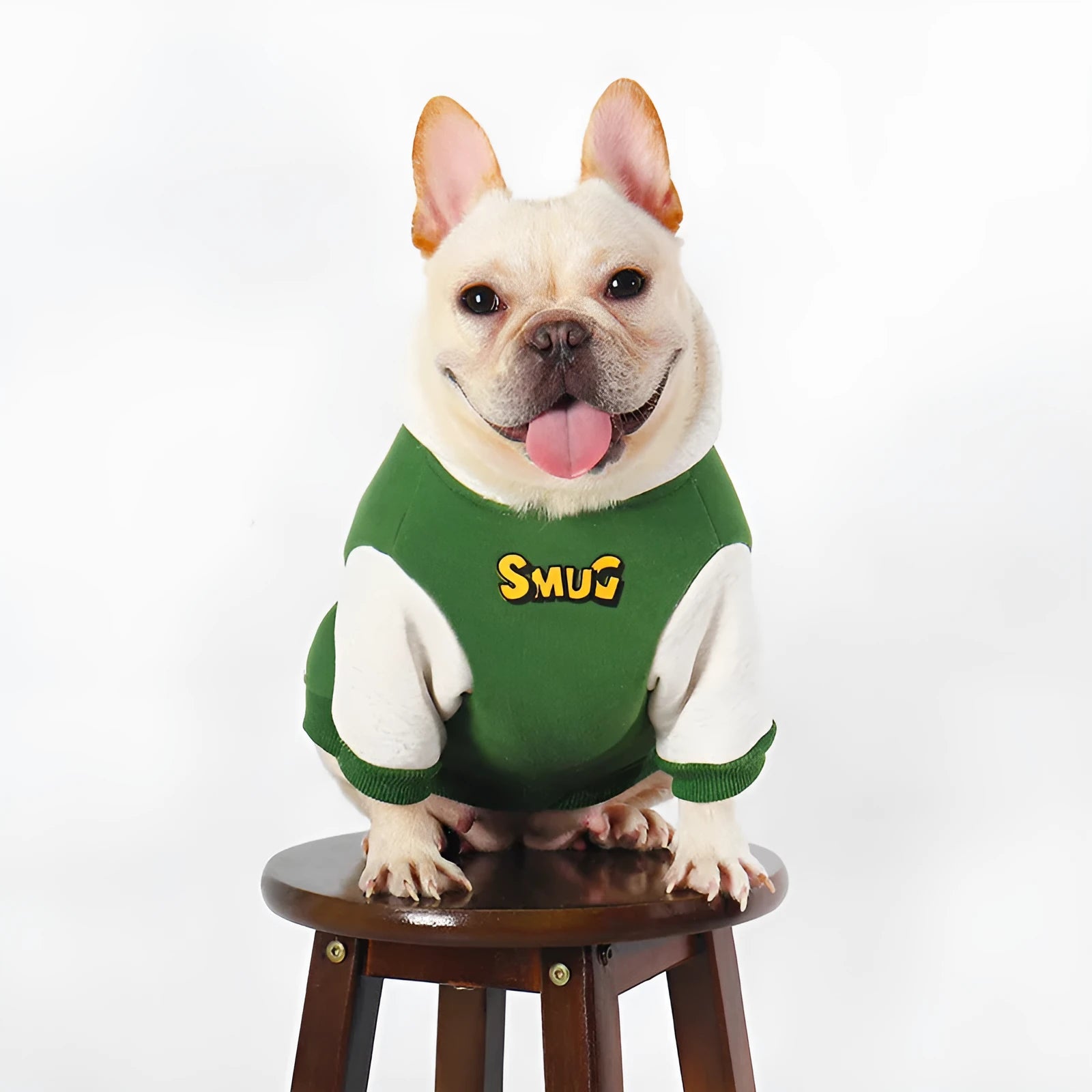 Green cotton dog jumper or coat for larger breeds in sizes L, XL, 2XL, 3XL, and 4XL.