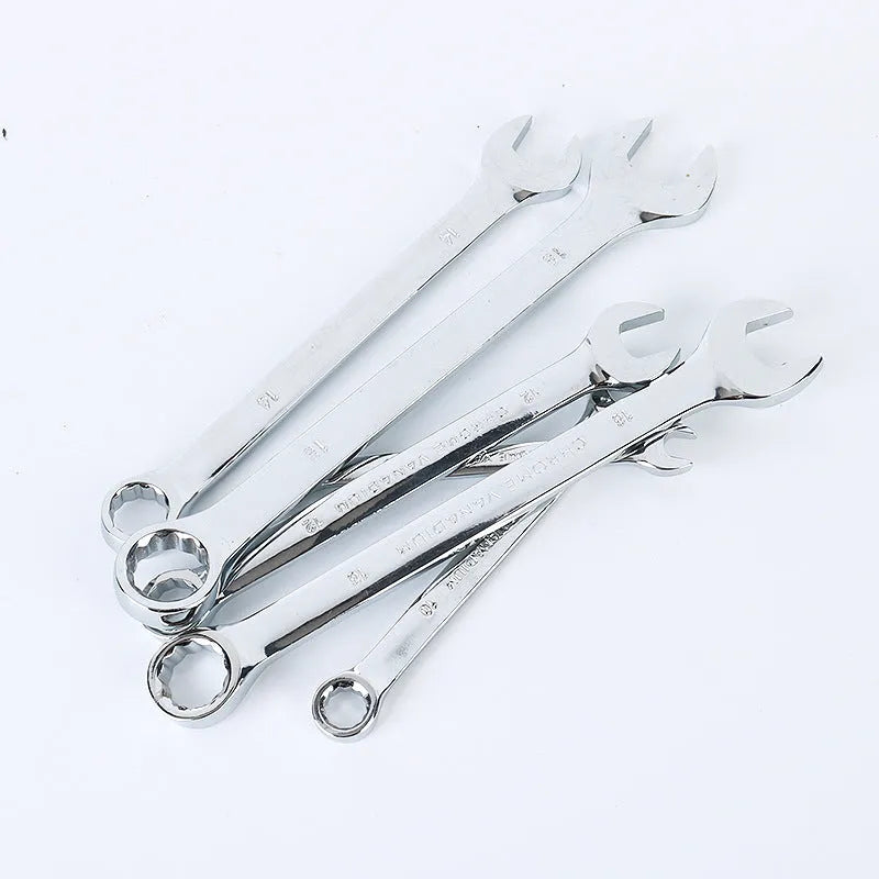 61-piece chrome vanadium steel auto repair tool set with sockets, wrenches, and extension rods in storage case