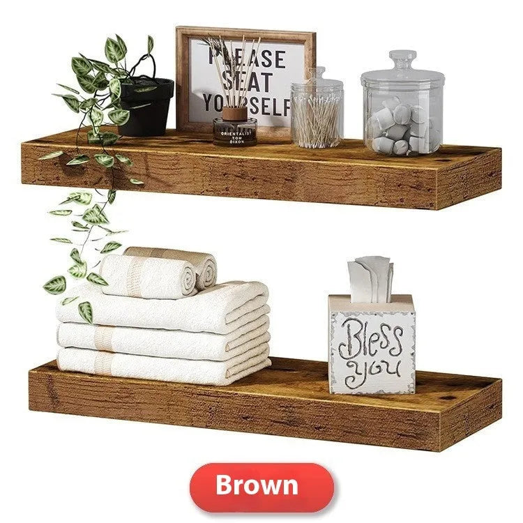 Solid wood wall mounted display shelf in modern simple style for home organisation