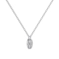 925 sterling silver oval shape pendant necklace for women in platinum finish simple style on white background