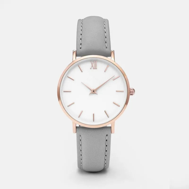 35.5mm square quartz watch with alloy case and PU leather strap in various colour options