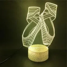 Ballet dancer shaped 3D LED night light with colourful illumination on an ABS base, featuring remote control.