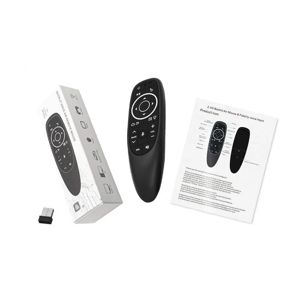 G10 G10S intelligent voice remote control with plastic shell and silicone buttons for Android and PC.