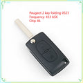 Black folding remote control key for old Peugeot Citroen 0523 433MHz 46 chip
