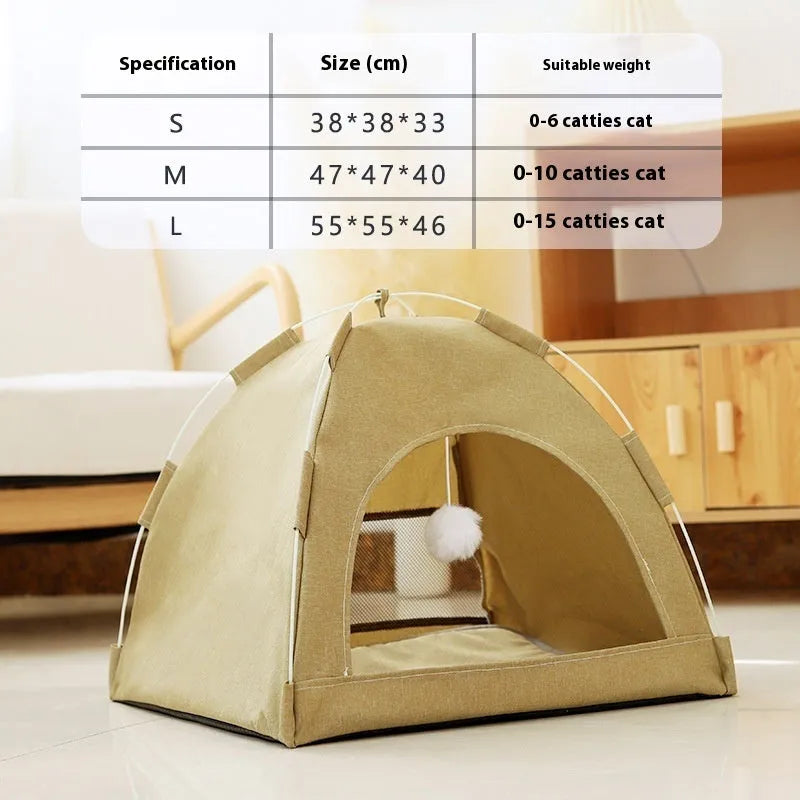 Breathable cloth cat tent nest in industry gray for indoor outdoor use, size medium