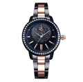 Ladies' quartz bracelet watch with 36mm round dial, stainless steel case, crystal detail, Black or Pink