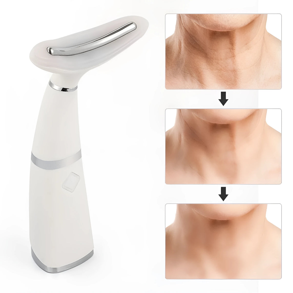 White double chin neck wrinkle remover device made from ABS plastic with microcurrent technology