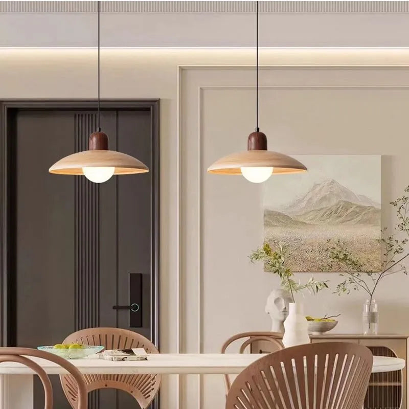 Japanese retro chandelier 30cm wood colour ceiling light for restaurant bar bedroom