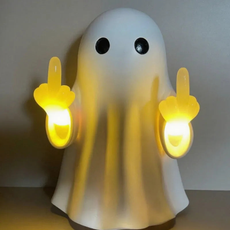 White plastic ghost statue night lamp with soft lighting for Halloween decor