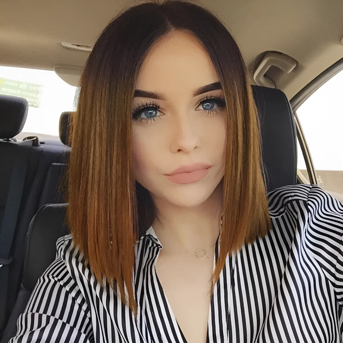 Black brown gradient short ladies wig cover, 13 inch (33cm), chemical fibre high temperature silk, full mechanism