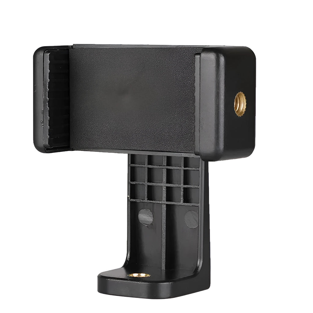 Black plastic car dashboard phone holder with rotating clamp measuring 10x4x3.5mm