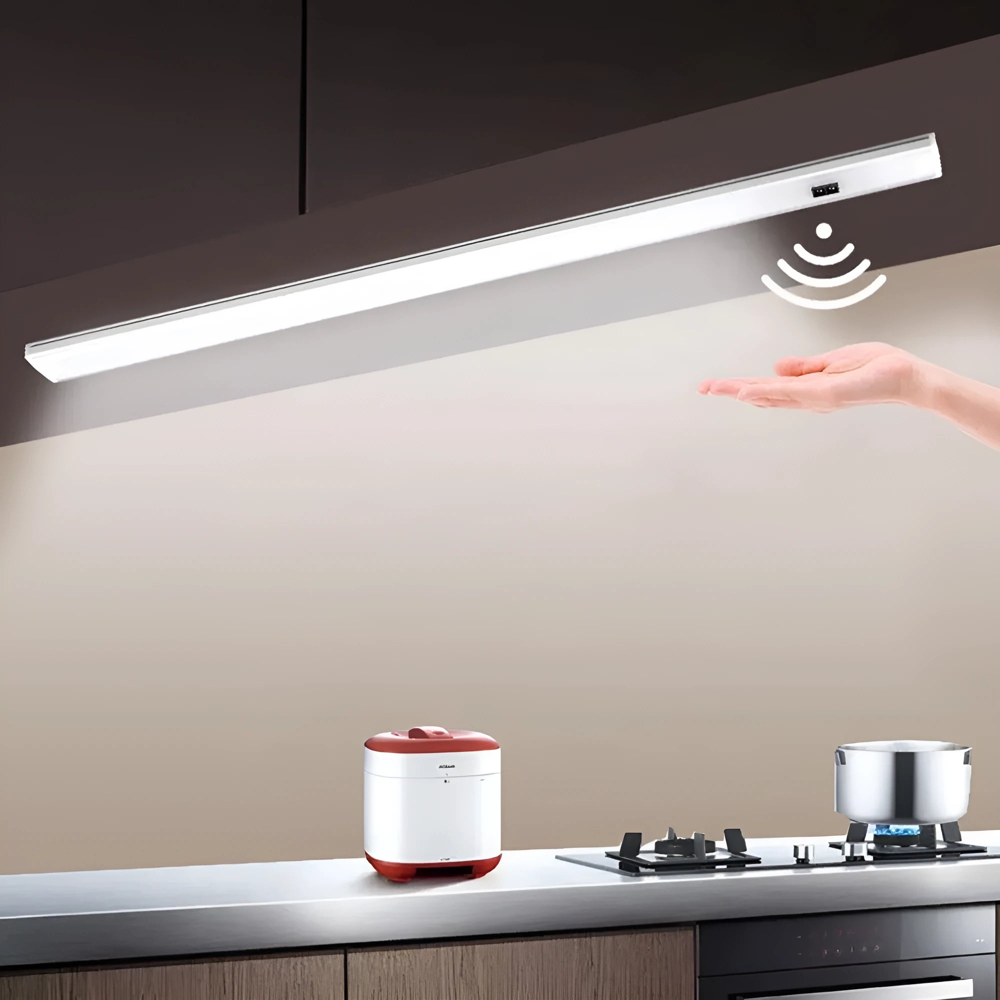 Aluminium profile LED strip light bar for cabinets in three length options.