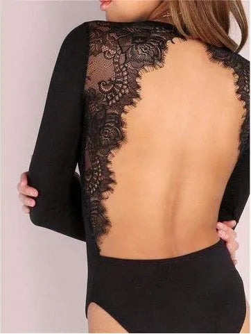 Ms Sexy halter eyelash Siamese black lace lingerie nightdress front view