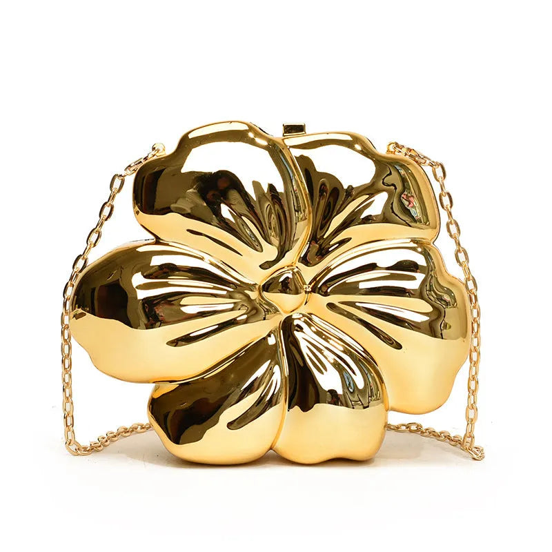 Acrylic round chain crossbody bag in retro European style with gold colour and synthetic leather lining, 15x17.5x5.5cm