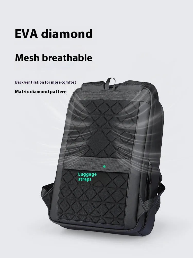 Graphite grey Oxford cloth USB charging backpack with external port and professional design.