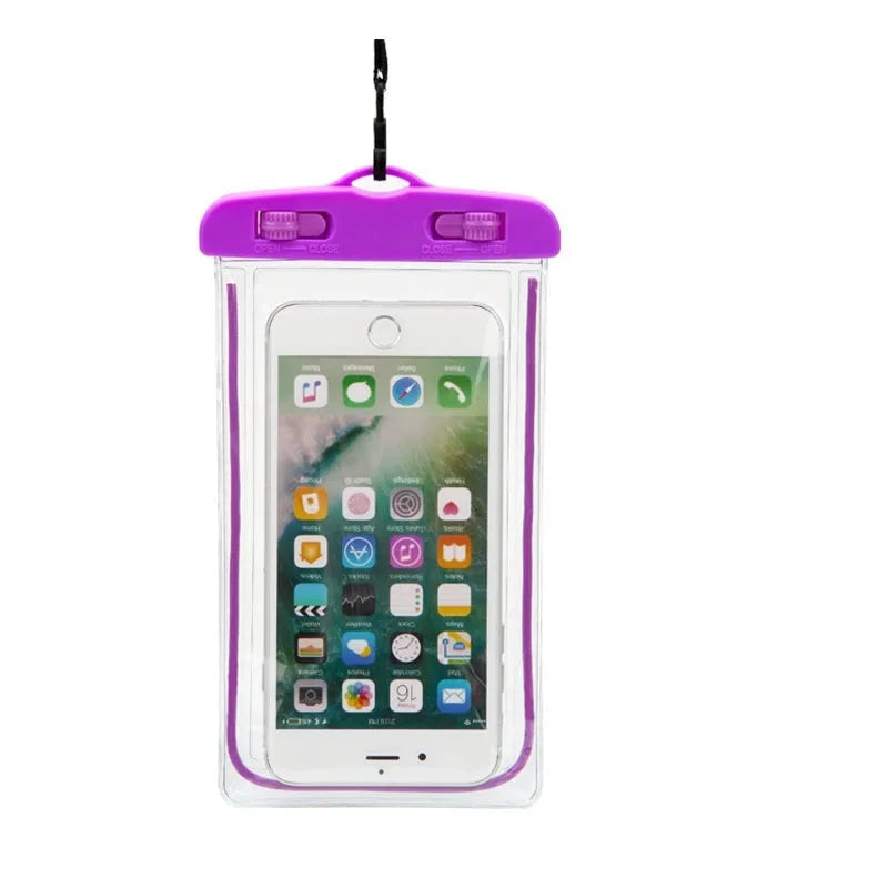 Waterproof luminous phone case in multiple colours with clear touch screen panel