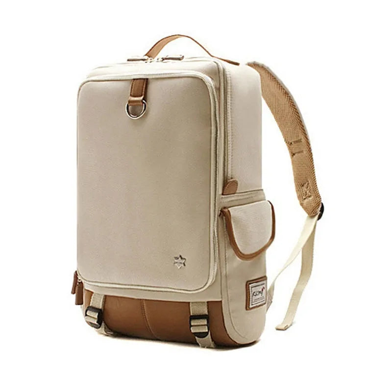 Modern Korean-style men's backpack in Oxford cloth showing large capacity and available colour options.