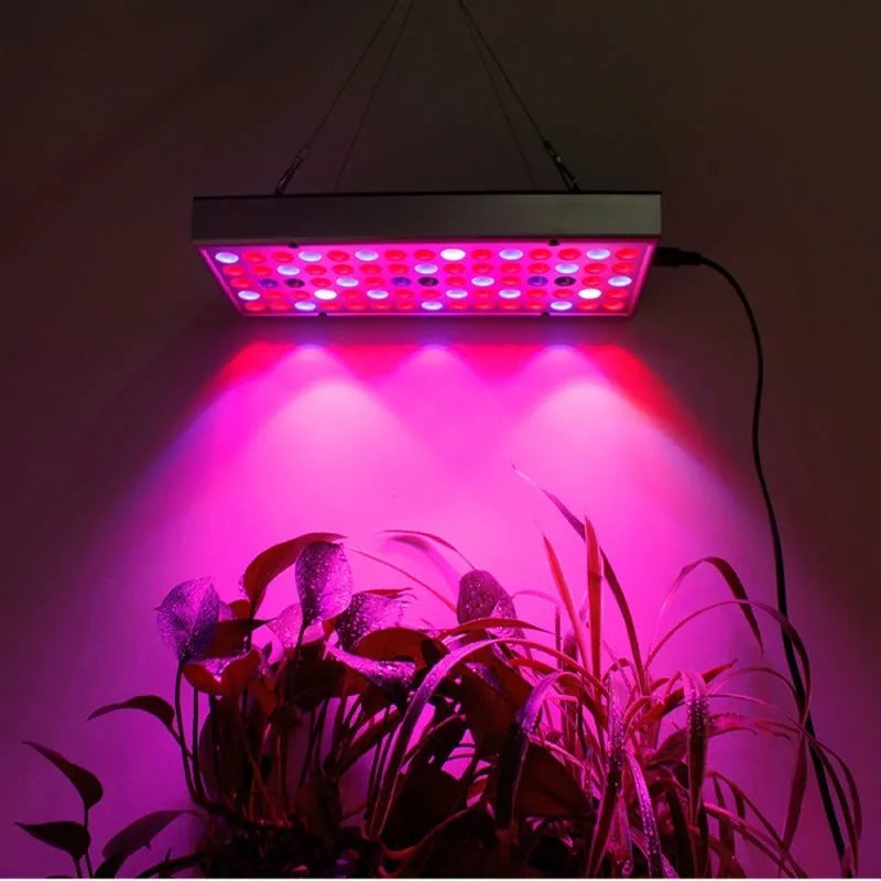25W LED plant supplement light with 75 LEDs, 1000lm, ABS housing, 310x119x29.5mm, silver finish