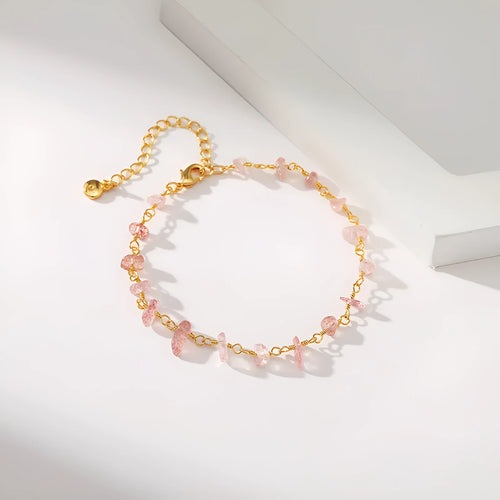 18K copper geometric women's bracelet with irregular turquoise stones and crystals in multiple colours.