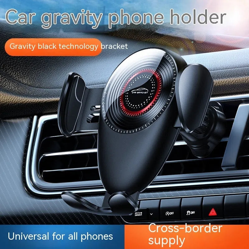 Black universal car air vent mobile phone bracket with adjustable arms for secure mounting