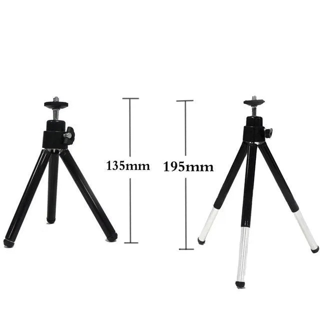 Mini flexible aluminium tripod with ball head and separate phone clip on desktop