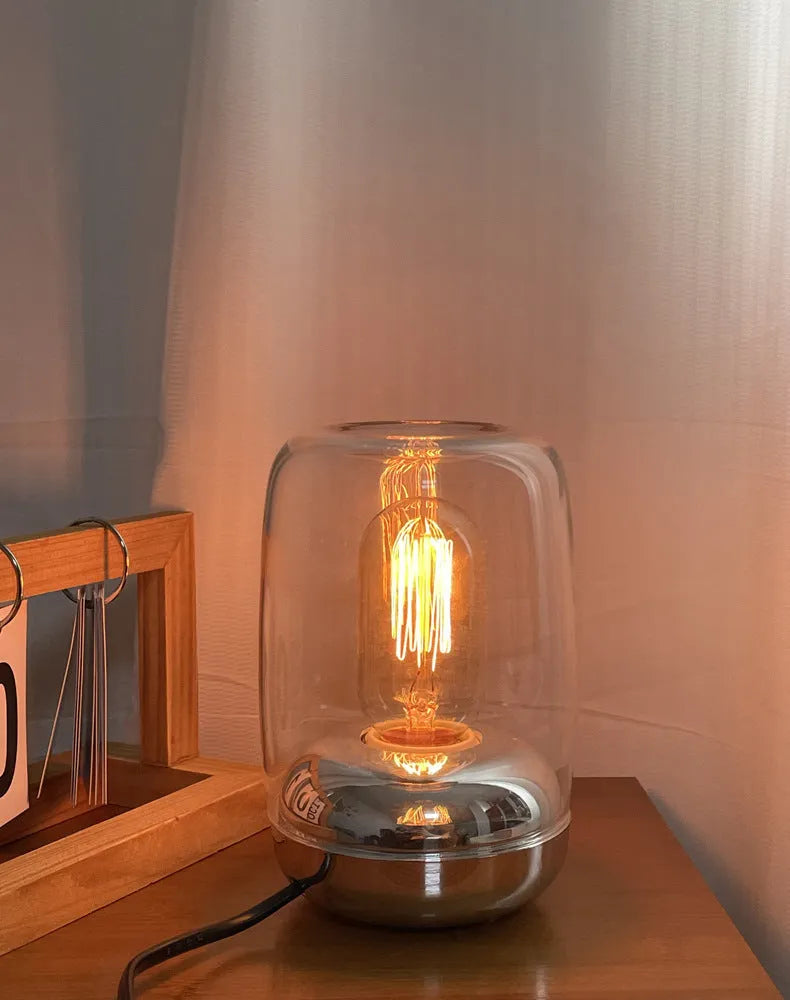 Geometric glass essential oil lamp with modern design for bedroom aromatherapy