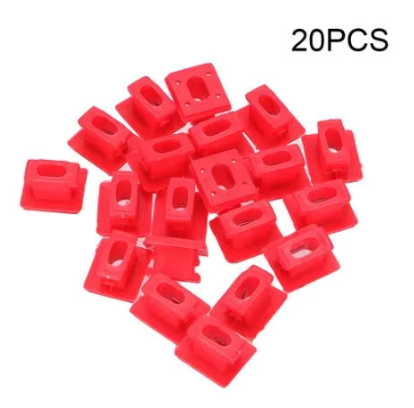 10 black plastic BMW interior door trim panel replacement clips on a white background