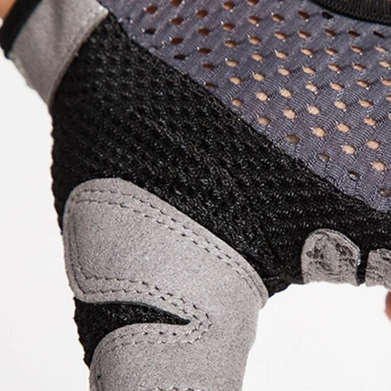 Half finger sports fitness gloves with non-slip silicone palm in Black colour for riding and gym use