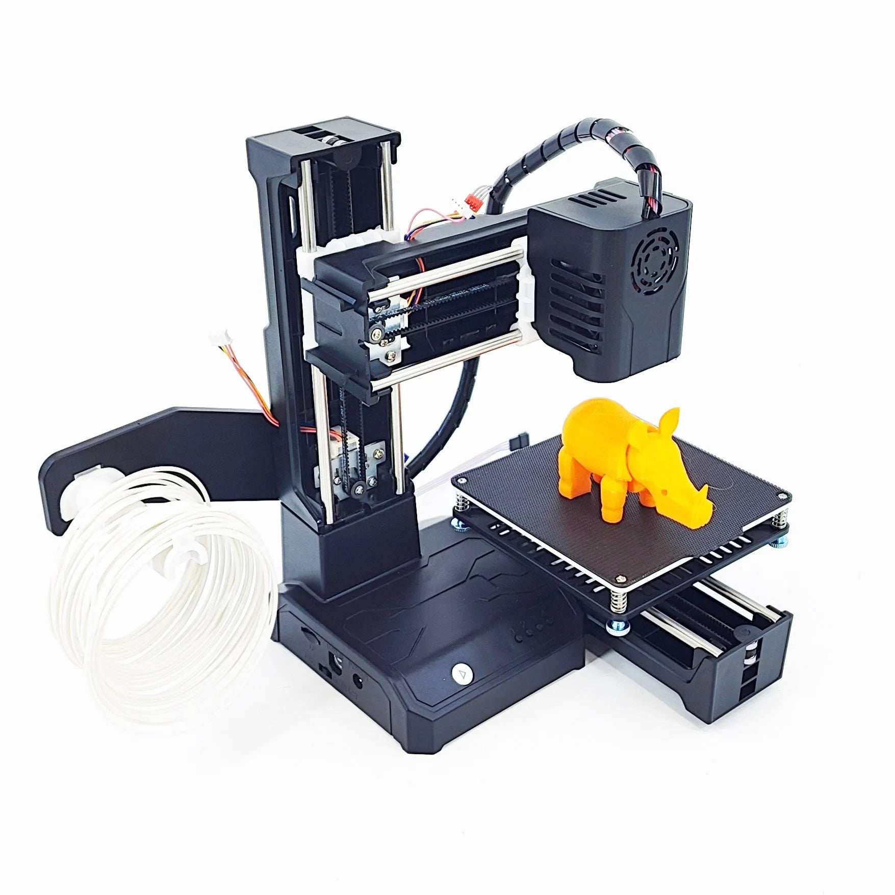 K9 Mini 3D printer in black or blue colour with compact build area