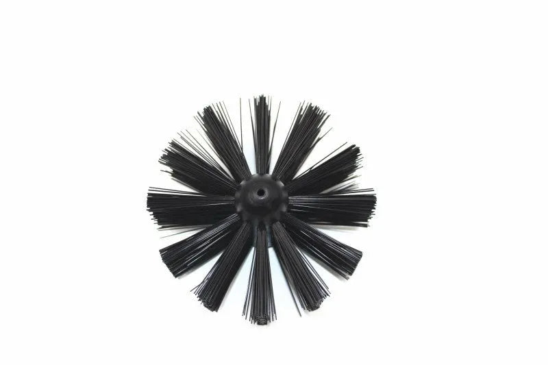 Pipe cleaning brush set with six nylon rods and 100mm diameter galvanised iron wire brush head in blister packaging