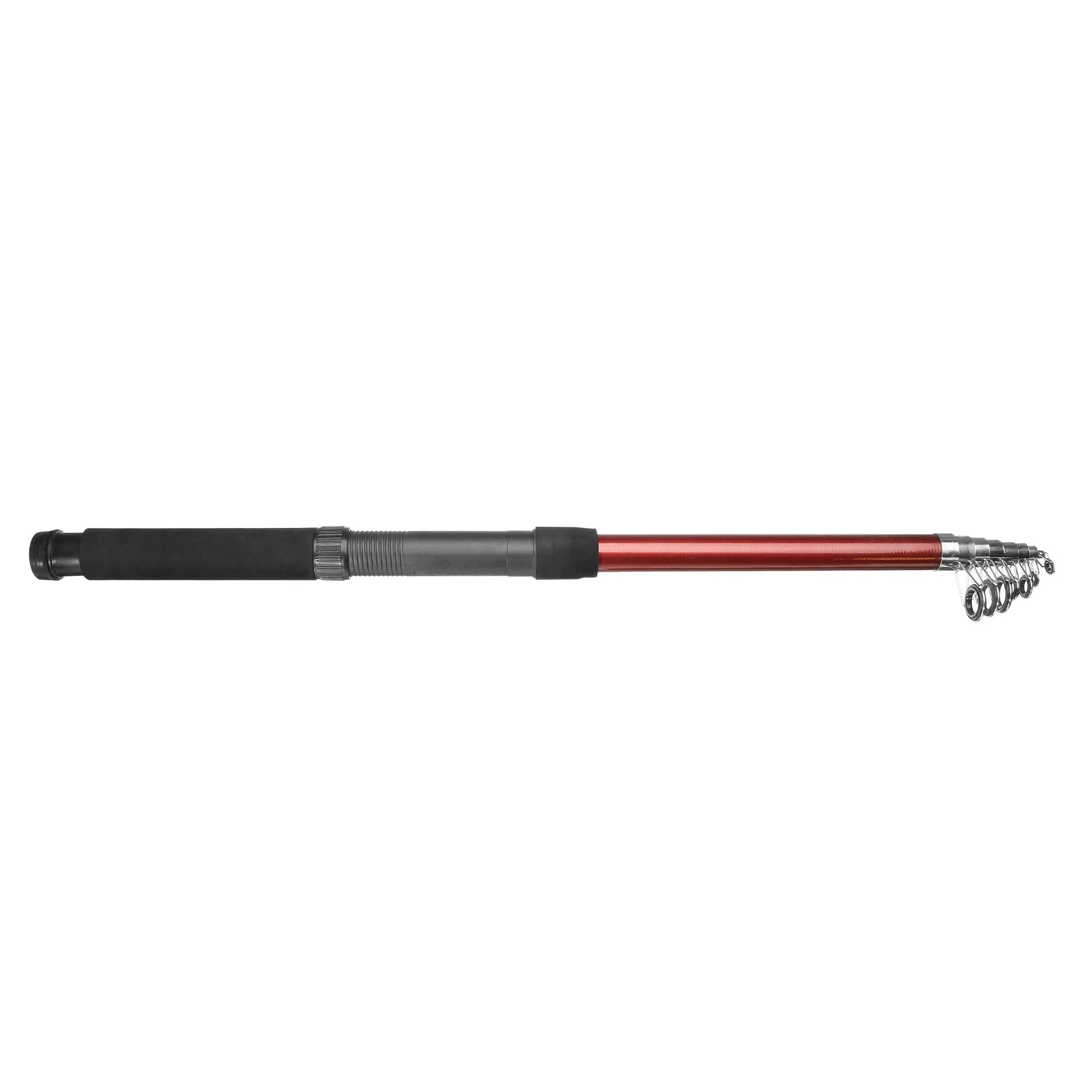 White LED fishing rod light with telescopic pole extended, showing remote control and connection cables