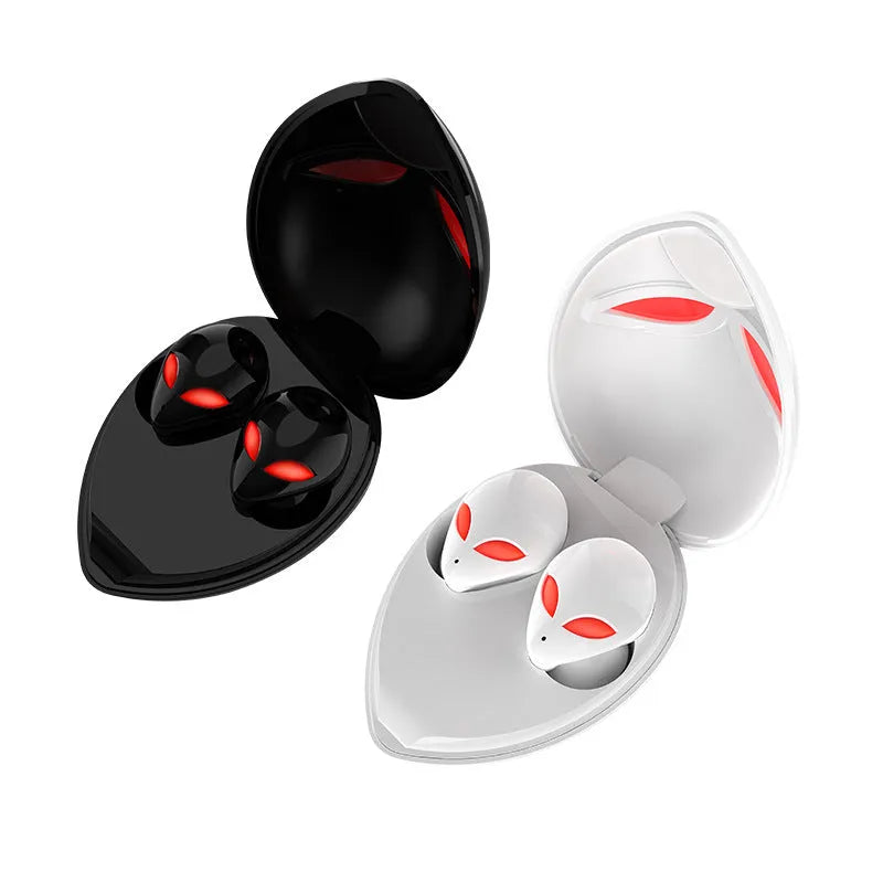 Creative Outer T8 Starman black wireless Bluetooth earphones with alien design in charging case