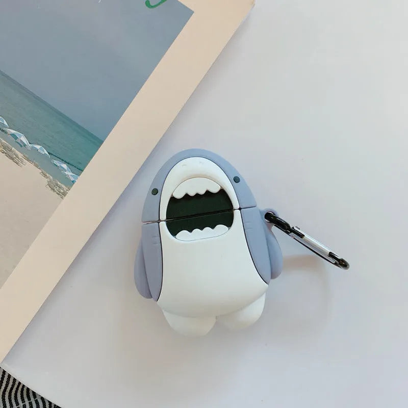 Silicone shark design cover for Apple AirPods 1 and 2 wireless earphones