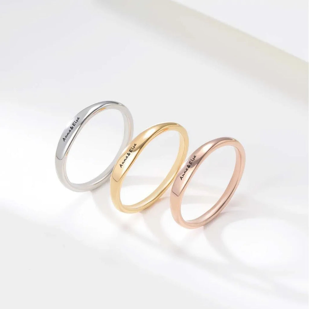 Simple stainless steel couple rings in gold, rose gold, and steel colour, sizes 5 to 10, plain band design