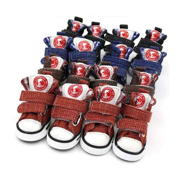 Small dog canvas shoes for poodles, blue and black, anti-slip sole, sizes No 1 to 5