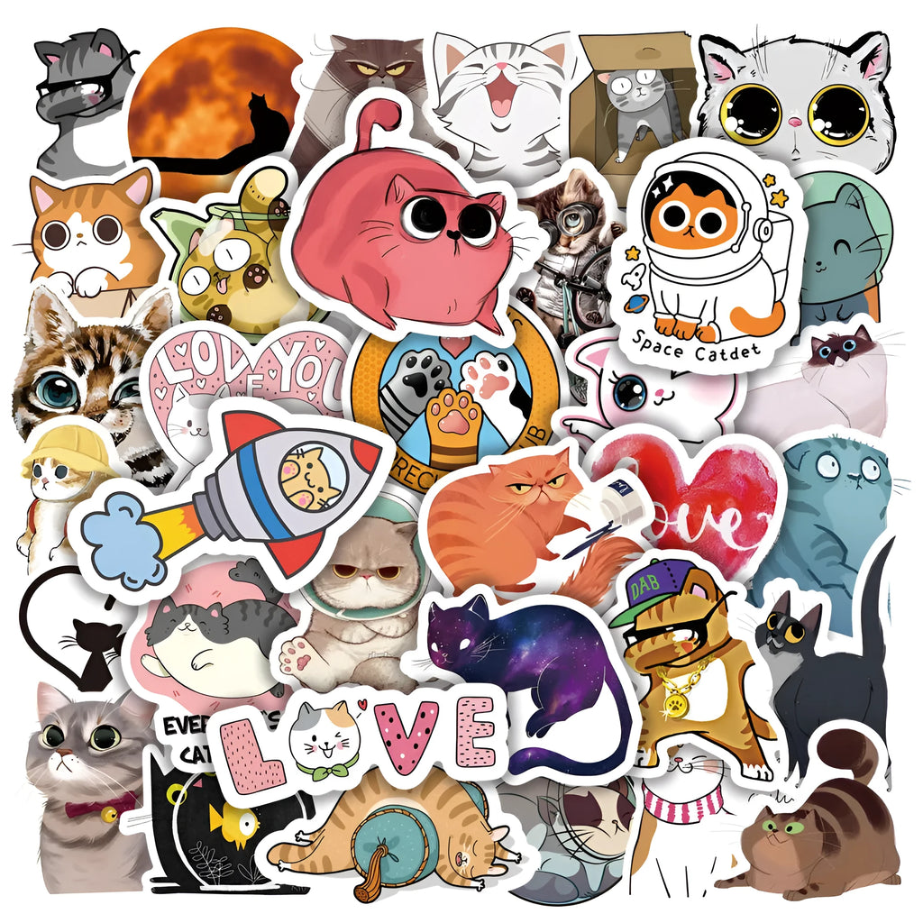 Pack of 50 waterproof PVC decorative stickers with bright film coating in assorted colours for laptops and scooters