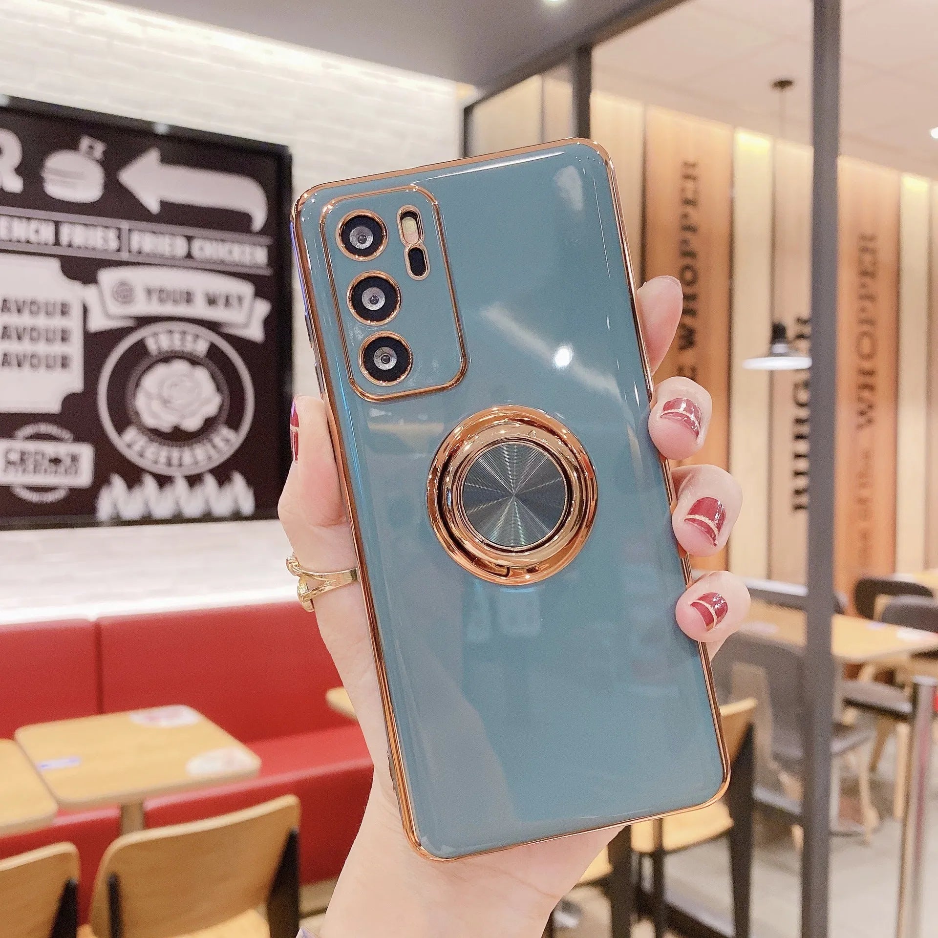 Huawei P40 Pro phone case with magnetic ring bracket in black TPU material