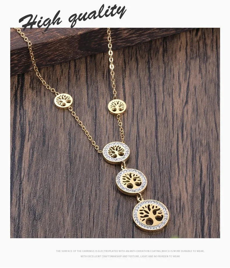 Round three-layer pendant necklace with colourful oil-dripping finish and adjustable snake bones chain