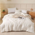 Soybean fibre pure cotton quilt in grey colour on bed